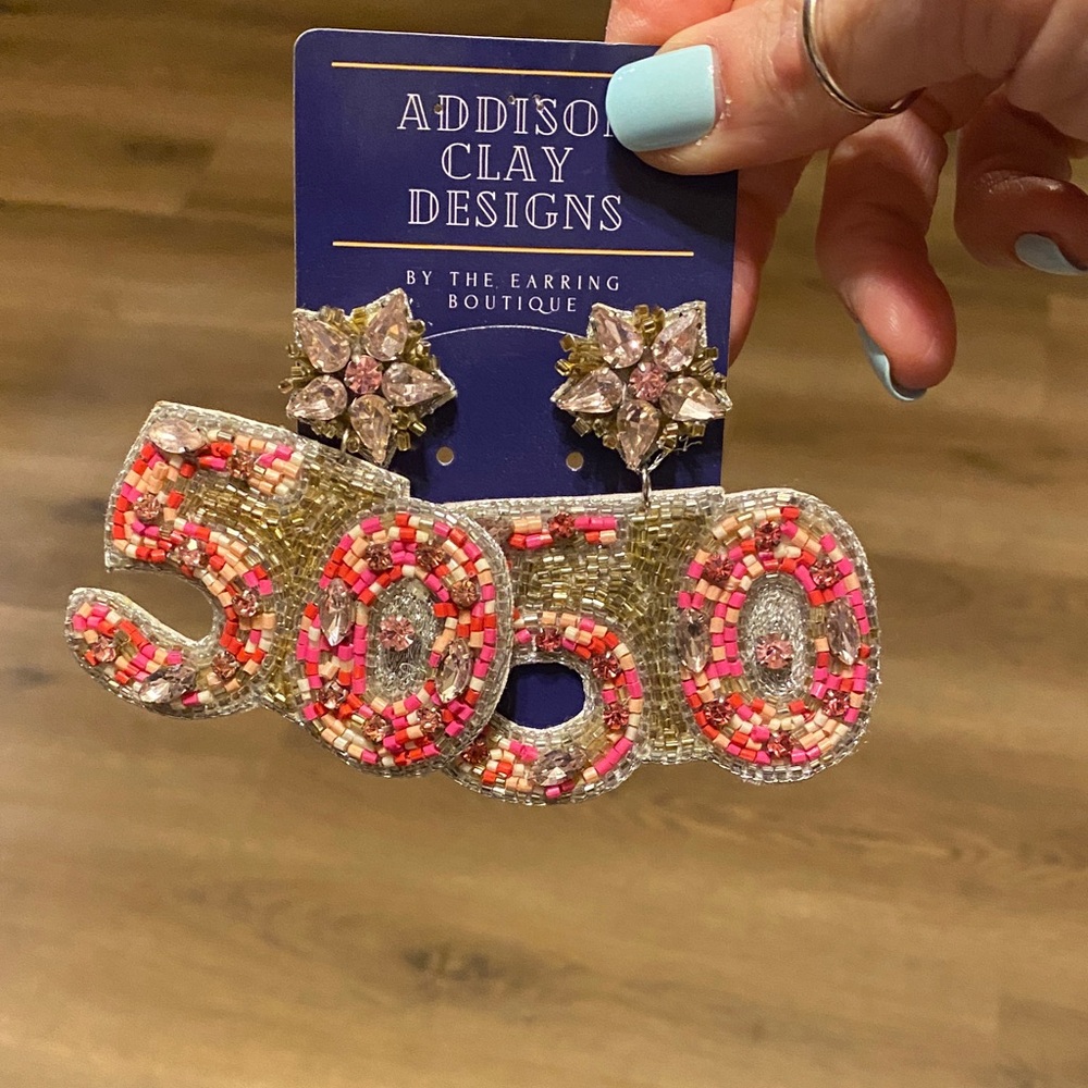 50th Birthday Pink and Gold Earrings